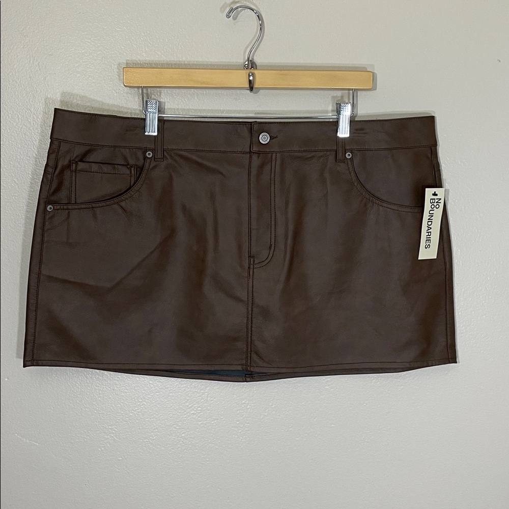 NWT No Boundaries Brown Pleather Mini Skirt